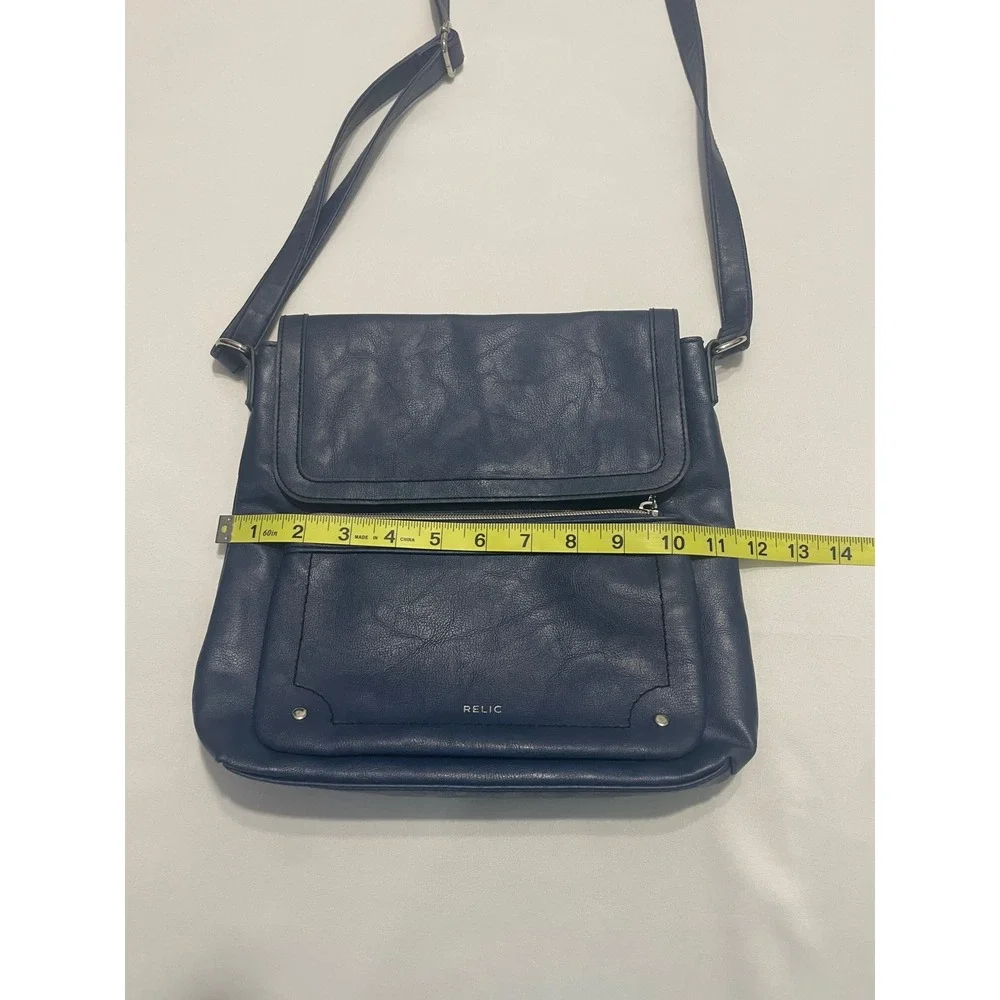 Relic Navy Blue Faux Leather Crossbody Bag Messenger Purse Flap Organizer Y2K